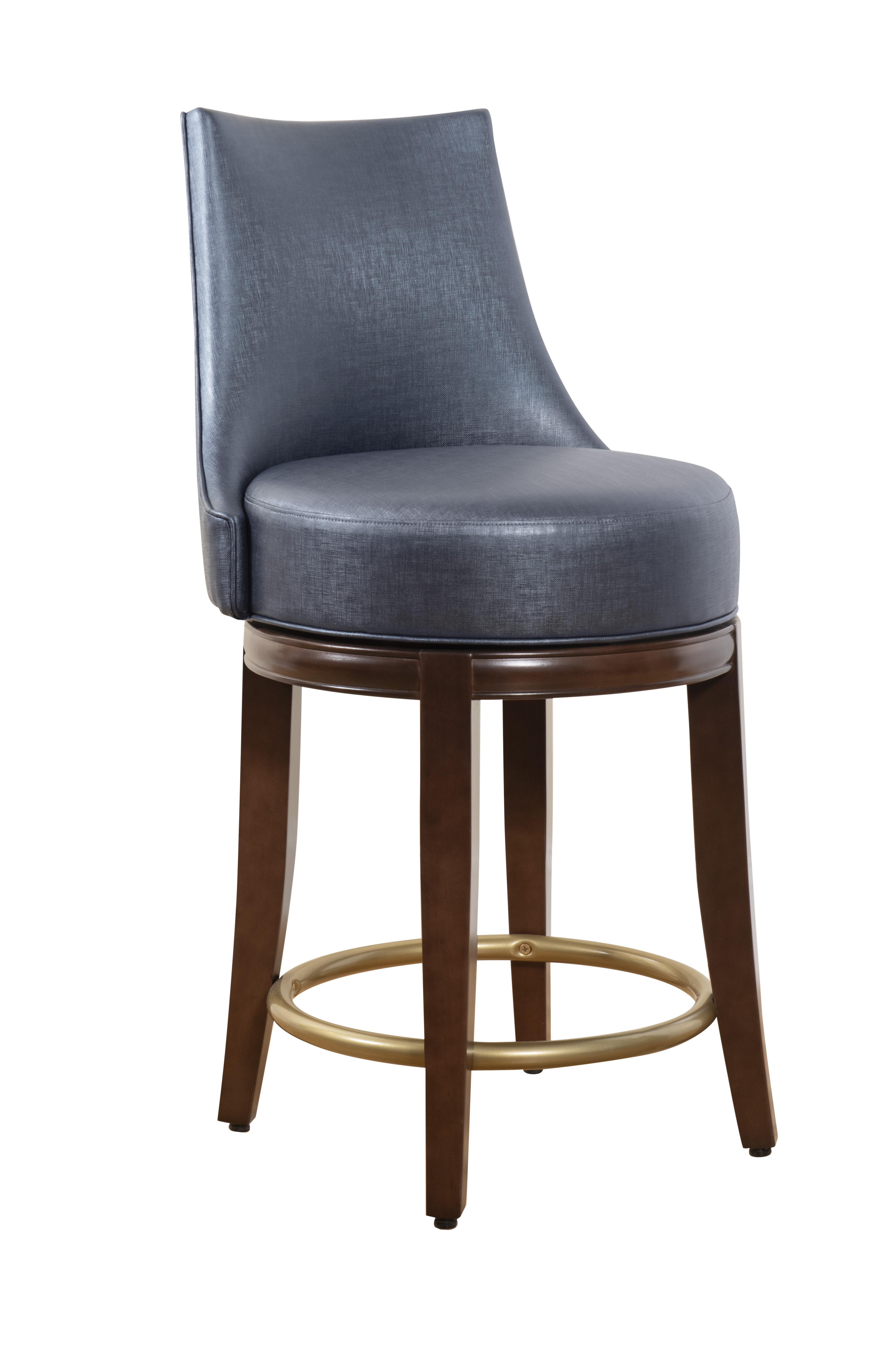 Blue leather counter online height stools